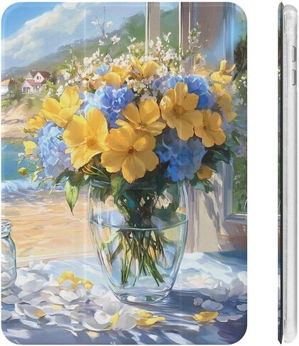 باقة Seaside Cynget Flowers Case مع حامل القلم Trifold Slim Lightweight Trifold متوافق مع iPad Mini 4/5/6 Mini6 （8.3in） in Kuwait