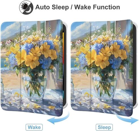باقة Seaside Cynget Flowers Case مع حامل القلم Trifold Slim Lightweight Trifold متوافق مع iPad Mini 4/5/6 Mini6 （8.3in） in Kuwait