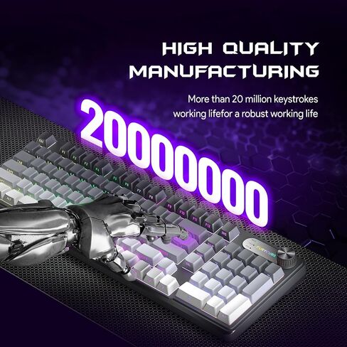 لوحة مفاتيح ألعاب IP98 - لوحة مفاتيح سلكية مع الإضاءة الخلفية RGB ، ومقاومة المياه IPX8 ، ومفاتيح شفافة PBT المطبوعة الجانبية ، مناسبة للألعاب أو العمل (الرمادي الأبيض) in Kuwait