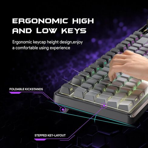 لوحة مفاتيح ألعاب IP98 - لوحة مفاتيح سلكية مع الإضاءة الخلفية RGB ، ومقاومة المياه IPX8 ، ومفاتيح شفافة PBT المطبوعة الجانبية ، مناسبة للألعاب أو العمل (الرمادي الأبيض) in Kuwait