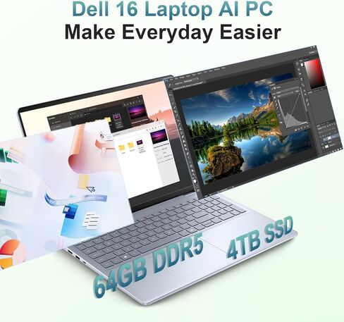 Dell Inspiron 16 Touchscreen Business Laptop – Intel Core 7 150U 10-Core, 64GB DDR5, 2TB SSD, 16:10 FHD+ IPS, Windows 11 Pro, AI Copilot, Fingerprint Reader, Backlit Keyboard, Laptop Accessories Kit in Saudi Arabia