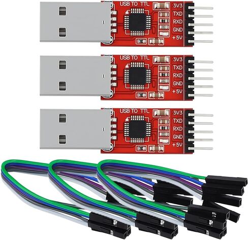 3-Pack CP2102 USB to TTL Serial Adapter – USB 2.0 to 5Pin UART Converter Module with 3.3V/5V Output, STC Compatible, Includes Jumper Wires – for Arduino, ESP8266, STM32, DIY Projects in Kuwait