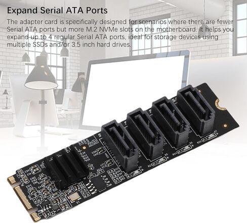 Zunate M.2 إلى بطاقة محول NVME إلى بطاقة التوسع التسلسلية ATA3.0 مع ASM1166 Chip 4 Ports 6GBPS لسطح المكتب SSD HDD OS in Kuwait