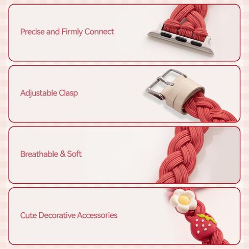 GeekShare Strawberry Watch Band Compatible with Apple Watch Series 1-9 SE, Sweet Cream, Adjustable Replacement Strap in Saudi Arabia