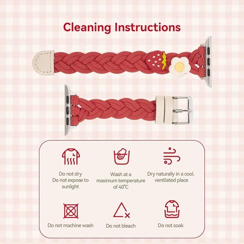 GeekShare Strawberry Watch Band Compatible with Apple Watch Series 1-9 SE, Sweet Cream, Adjustable Replacement Strap in Saudi Arabia