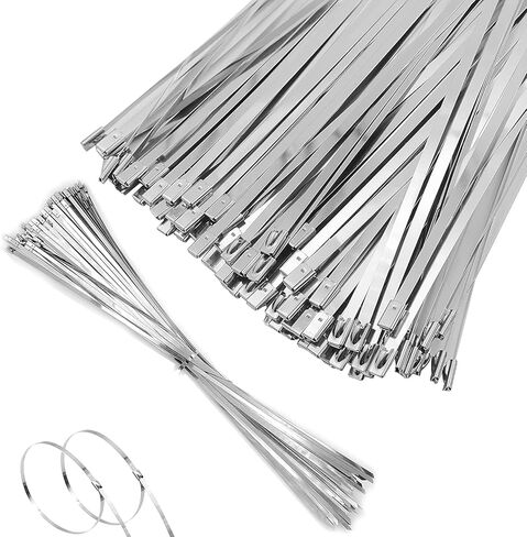 100 pcs 20 بوصة zip zip يربط ثقيلة ، والكابلات الكابل الفولاذ المقاوم للصدأ علاقات التعادل المعدني ، 304 روابط سحاب الفولاذ المقاوم للصدأ مع قوة شد 200 رطل in Saudi Arabia