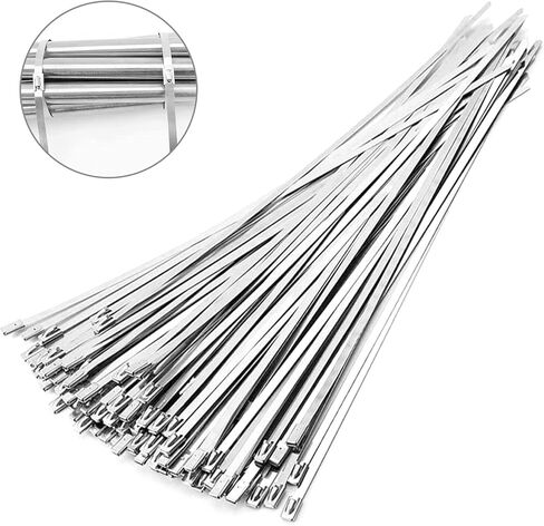 100 pcs 20 بوصة zip zip يربط ثقيلة ، والكابلات الكابل الفولاذ المقاوم للصدأ علاقات التعادل المعدني ، 304 روابط سحاب الفولاذ المقاوم للصدأ مع قوة شد 200 رطل in Saudi Arabia