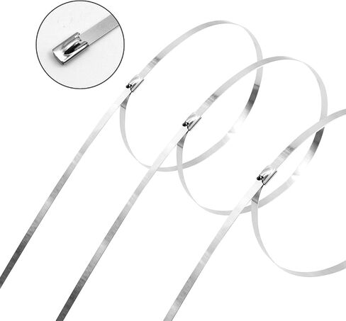 100 pcs 20 بوصة zip zip يربط ثقيلة ، والكابلات الكابل الفولاذ المقاوم للصدأ علاقات التعادل المعدني ، 304 روابط سحاب الفولاذ المقاوم للصدأ مع قوة شد 200 رطل in Saudi Arabia