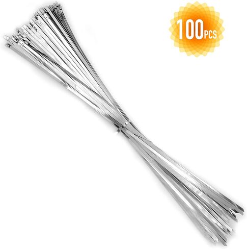 100 pcs 20 بوصة zip zip يربط ثقيلة ، والكابلات الكابل الفولاذ المقاوم للصدأ علاقات التعادل المعدني ، 304 روابط سحاب الفولاذ المقاوم للصدأ مع قوة شد 200 رطل in Saudi Arabia