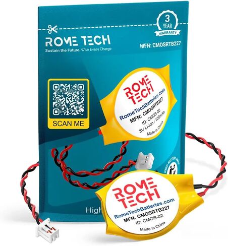 بطارية Rome Tech CMOS لـ Dell Latitude 6430U ، 7300 ، 7430 ، 7490 - CMOS CMOS CR2032 BIOS RTC 3V - 2 كابل سلك (حزمة واحدة) in Saudi Arabia