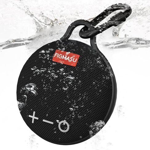 FIGMASU Portable Bluetooth Speakers Waterproof Shower Speaker, Stereo Sound, 24 Hours Playtime, Enhanced Bass, Mini Wireless Speaker, for Outdoor Travel Pool Beach (Black) in Saudi Arabia