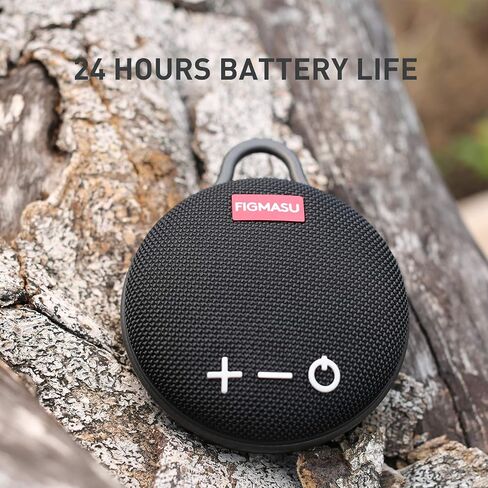 FIGMASU Portable Bluetooth Speakers Waterproof Shower Speaker, Stereo Sound, 24 Hours Playtime, Enhanced Bass, Mini Wireless Speaker, for Outdoor Travel Pool Beach (Black) in Saudi Arabia