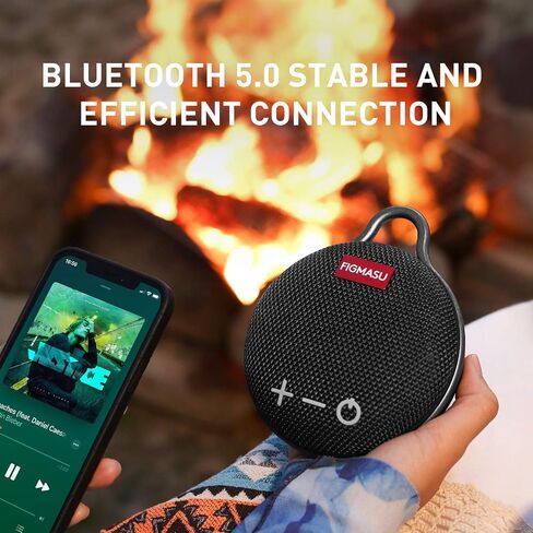 FIGMASU Portable Bluetooth Speakers Waterproof Shower Speaker, Stereo Sound, 24 Hours Playtime, Enhanced Bass, Mini Wireless Speaker, for Outdoor Travel Pool Beach (Black) in Saudi Arabia