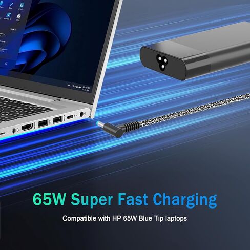 2025 New Slim 65W Laptop Charger استبدال لـ HP Pavilion المحمول الشاحن الشاحن كمبيوتر الحسد SPECTER ELITEBOOK PROBOOK TREAM X360 in Kuwait