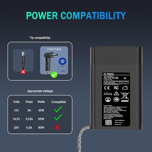 2025 New Slim 65W Laptop Charger استبدال لـ HP Pavilion المحمول الشاحن الشاحن كمبيوتر الحسد SPECTER ELITEBOOK PROBOOK TREAM X360 in Kuwait
