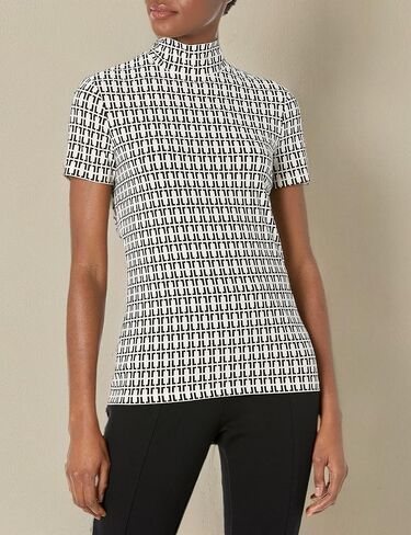 Anne Klein Women's Short Sleeve Mockneck TOP, Anne Black, S in Saudi Arabia