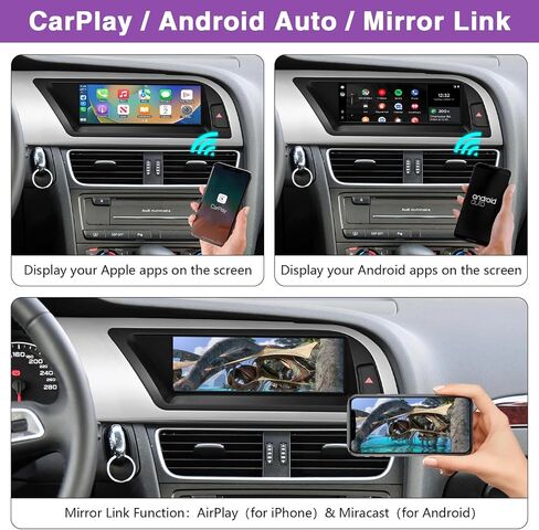 NINETOM 8.9 inch Touchscreen Wireless CarPlay Android Auto Multimedia Car Radio Receiver Compatible with Audi A4 with 3G MMI+ System (2009-2015),Support Mirrorlink, Camera, Navigation in Saudi Arabia