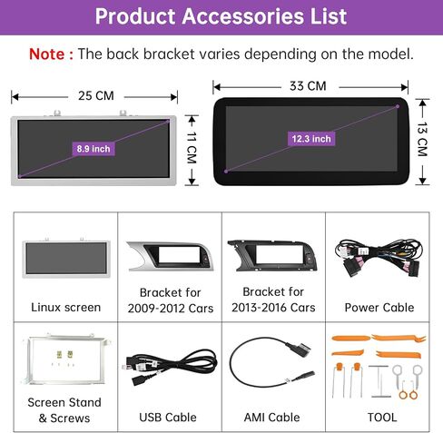 NINETOM 8.9 inch Touchscreen Wireless CarPlay Android Auto Multimedia Car Radio Receiver Compatible with Audi A4 with 3G MMI+ System (2009-2015),Support Mirrorlink, Camera, Navigation in Saudi Arabia