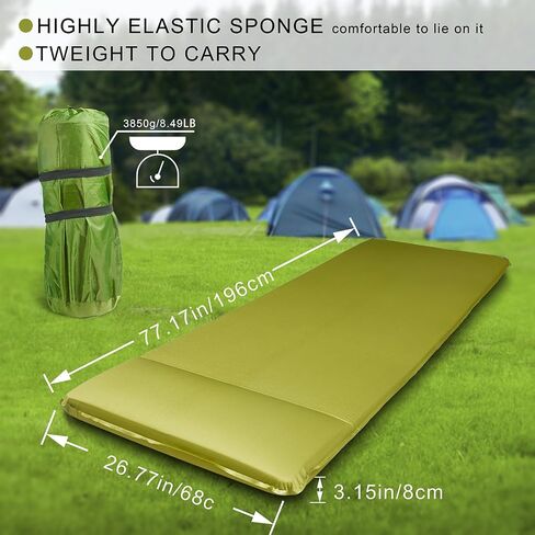 Camping Mat Self-Inflation Sleeping Mat 3.15‘’ Extra-Thick Memory Foam Cushion Rapid Inflation in Insulated Mattress 4-Season Outdoor Travel Car Tent in Saudi Arabia
