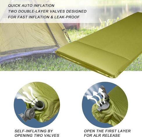 Camping Mat Self-Inflation Sleeping Mat 3.15‘’ Extra-Thick Memory Foam Cushion Rapid Inflation in Insulated Mattress 4-Season Outdoor Travel Car Tent in Saudi Arabia