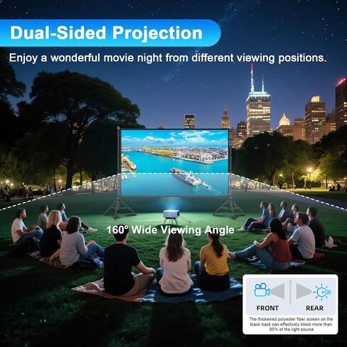 Outdoor Projector Screen and Stand,150-inch Indoor Portable Projection Screen,16:9 4K HD Wrinkle-Free Rear Front Movie Screen with Carry Bag for Backyard Movie Night RVing Home Theater in Saudi Arabia
