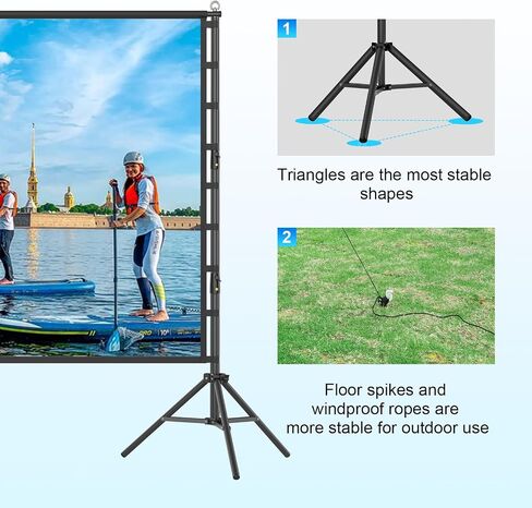 Outdoor Projector Screen and Stand,150-inch Indoor Portable Projection Screen,16:9 4K HD Wrinkle-Free Rear Front Movie Screen with Carry Bag for Backyard Movie Night RVing Home Theater in Saudi Arabia