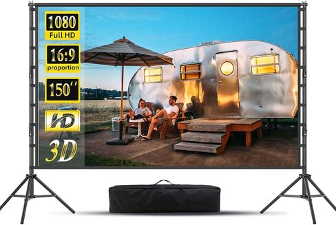 Outdoor Projector Screen and Stand,150-inch Indoor Portable Projection Screen,16:9 4K HD Wrinkle-Free Rear Front Movie Screen with Carry Bag for Backyard Movie Night RVing Home Theater in Saudi Arabia