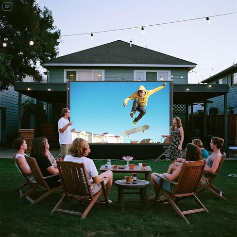 Outdoor Projector Screen and Stand,150-inch Indoor Portable Projection Screen,16:9 4K HD Wrinkle-Free Rear Front Movie Screen with Carry Bag for Backyard Movie Night RVing Home Theater in Saudi Arabia