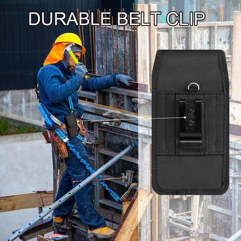 Heavy Duty Nylon Phone Holster with Belt Clip, Fits iPhone 16/15/14 Pro Max & Samsung Galaxy S25+/S24+/S23+, Case-Friendly Rugged Cell Phone Pouch for Men, Black in Saudi Arabia