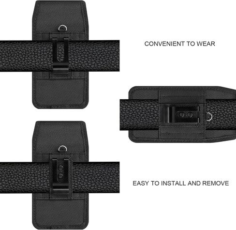 Heavy Duty Nylon Phone Holster with Belt Clip, Fits iPhone 16/15/14 Pro Max & Samsung Galaxy S25+/S24+/S23+, Case-Friendly Rugged Cell Phone Pouch for Men, Black in Saudi Arabia