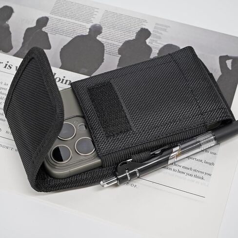 Heavy Duty Nylon Phone Holster with Belt Clip, Fits iPhone 16/15/14 Pro Max & Samsung Galaxy S25+/S24+/S23+, Case-Friendly Rugged Cell Phone Pouch for Men, Black in Saudi Arabia