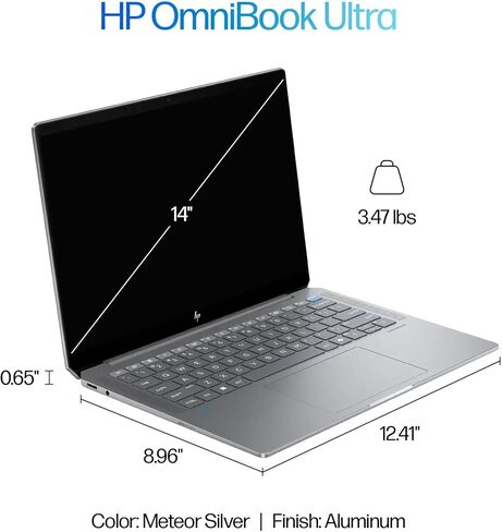 HP Omnibook Ultra Copilot+ PC Laptop 2024 14 "2.2K شاشة تعمل باللمس ، AMD Ryzen AI 9 365 APU ، AMD Radeon 800M Graphics ، 32GB LPDDR5 ، 1TB SSD ، Backlit KB ، FP ، WI-FI 7 ، 9MP IR AI Camera in Saudi Arabia
