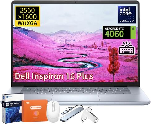 Dell Inspiron 16 Plus Laptop ، NVIDIA RTX 4060 8GB GDDR6 ، Intel Ultra 7 155H ، 16inch 2.5k 120Hz Anti-Glare Display ، 64 GB DDR5 ، 1 TB SSD in Saudi Arabia