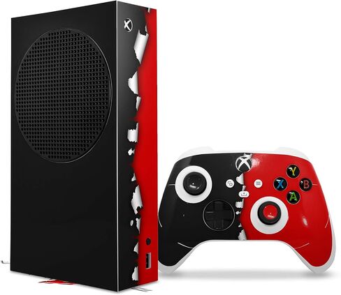 Wraptorskinz Skin Decal Vinyl Wrap متوافق مع وحدة التحكم في سلسلة Xbox و Controller الممزق باللون الأحمر الأسود (وحدة ألعاب غير متضمنة) in Kuwait