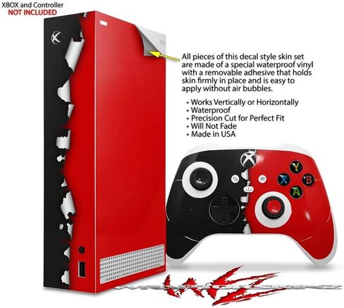 Wraptorskinz Skin Decal Vinyl Wrap متوافق مع وحدة التحكم في سلسلة Xbox و Controller الممزق باللون الأحمر الأسود (وحدة ألعاب غير متضمنة) in Kuwait