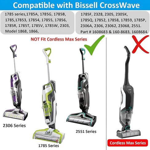 for Bissell CrossWave Pet Pro 2306A CrossWave 1785 Series Replacement Part 1 Pack 2460+1 Pack 1868 Multi-Surface Pet Pro Cleaner Brush Rolls Tangle-Free+4 Pack 1866 Vacuum Filter Part 1613568 in Kuwait