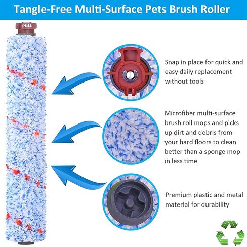 for Bissell CrossWave Pet Pro 2306A CrossWave 1785 Series Replacement Part 1 Pack 2460+1 Pack 1868 Multi-Surface Pet Pro Cleaner Brush Rolls Tangle-Free+4 Pack 1866 Vacuum Filter Part 1613568 in Kuwait