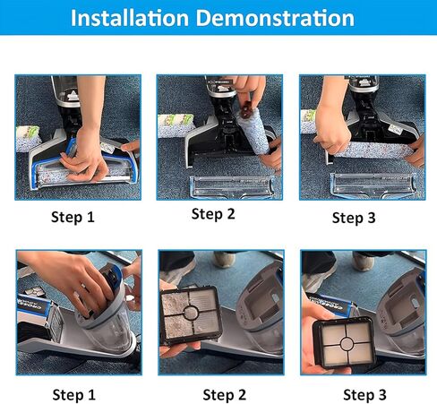 for Bissell CrossWave Pet Pro 2306A CrossWave 1785 Series Replacement Part 1 Pack 2460+1 Pack 1868 Multi-Surface Pet Pro Cleaner Brush Rolls Tangle-Free+4 Pack 1866 Vacuum Filter Part 1613568 in Kuwait