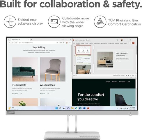 Lenovo L27e-40 Monitor, 27" Display, Full HD Resolution, 300 nits Brightness, 100Hz Refresh Rate, AMD FreeSync, HDMI 1.4 and VGA Ports, Tilt-Adjustable Stand, Natural Low Blue Light, Cloud Grey in Saudi Arabia