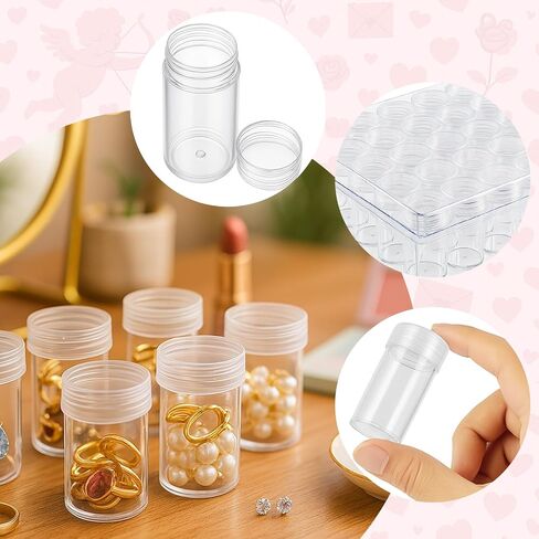 BigOtters Embroidery Diamond Storage Box, 30PCS Big Clear Plastic Bead Containers with Silicone Funnel for Jewelry Painting DIY Art Craft Rhinestones Sewing Cosmetic Nail Glitter Powder in Kuwait