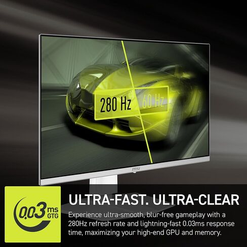 MSI MAG 272QPW QD-OLED X28 27-inch 2560 x 1440 (QHD) Gaming Monitor, 280Hz, Adaptive-Synch, HDR Ready, HDMI, VGA Port,VESA Mountable, Tilt, 4-Side Slim Bezel, 0.03ms, White in Saudi Arabia