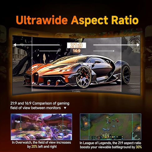 34inch UWQHD Monger Gaming Gaming Monitor ، 1500R 240Hz Ultrawide Monitor ، PIP/PBP ، 0.5ms freesync ، 125 ٪ SRGB ، 95 ٪ DCI-P3 ، شاشة مع مكبر الصوت ، HDMI2.1 ، DP1.4 ، VESA in Saudi Arabia