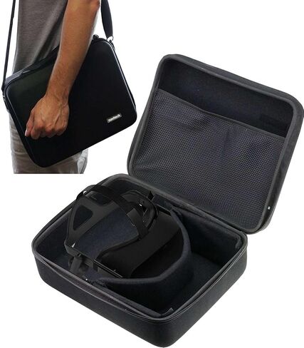 Navitech Black Heavy Duty Rugged Hard Case with Shoulder Strap Compatible with Samsung SM-R324NZAABTU Galaxy Gear VR [Video Game] [Video Game] in Saudi Arabia