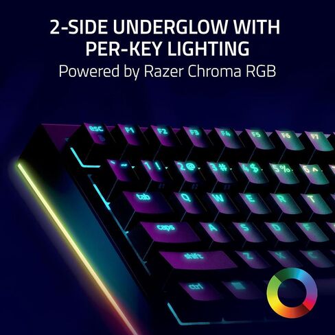 Razer Blackwidow V4 Pro 75 ٪ لوحة مفاتيح ألعاب لاسلكية: OLED Display -TRUE 4K Hz Wireless -Bluetooth - Hot Swappable - Orange Traces - Dial Command - Snap Tap - Chroma RGB -Wrist Rest (READED) in Kuwait