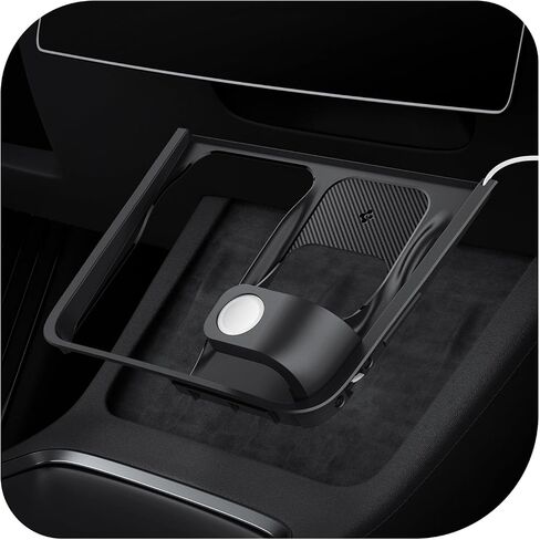 Spigen 3-in-1 Organizer Mount for Tesla Model 3 Highland (Standard, Premium & Performance 2024/25/26) (Watch Charger Not Included) - Uses Wireless Charging Pad - Charge iPhone, AirPods, Apple Watch in Kuwait