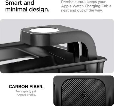 Spigen 3-in-1 Organizer Mount for Tesla Model 3 Highland (Standard, Premium & Performance 2024/25/26) (Watch Charger Not Included) - Uses Wireless Charging Pad - Charge iPhone, AirPods, Apple Watch in Kuwait