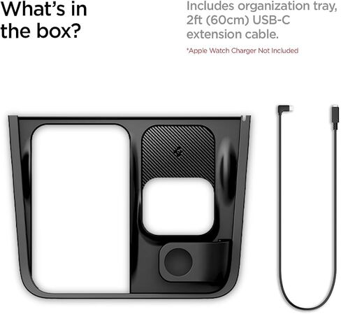 Spigen 3-in-1 Organizer Mount for Tesla Model 3 Highland (Standard, Premium & Performance 2024/25/26) (Watch Charger Not Included) - Uses Wireless Charging Pad - Charge iPhone, AirPods, Apple Watch in Kuwait