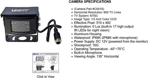 جسم الشاحنة العالمي - Verity - OEM Morgan Camera - SM07SA1 7 "نظام مراقبة + صوت - يناسب جميع أجسام شاحنات الشاحنات - المقطورات - المعسكر - العليا Wabash Kidron US Body in Kuwait