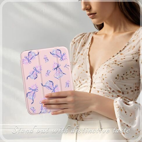 Y2K Tablet Case for iPad Mini 6/7 (8.3", 2021/2024) – Hot Pink Retro Sticker Print Cover with Pencil Holder, Vinyl Lip Design, Tri-Fold Stand, Auto Sleep/Wake, ipad mini cute case for Girls in Saudi Arabia