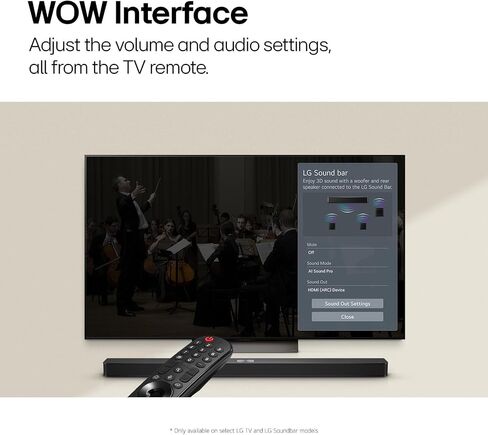 LG S60T 3.1 Ch. Soundbar مع مضخم الصوت اللاسلكي ، Dolby Audio ، TV Synergy ، Wow Interface ، AI Sound Pro (2024 New Model) (متجدد) in Kuwait